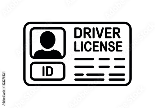 A graphic illustration of a driver's license with a silhouette of a person and the word "DRIVER LICENSE" printed on it.