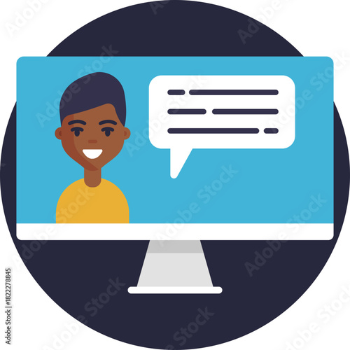 A speaker standing next to a display board giving a presentation.