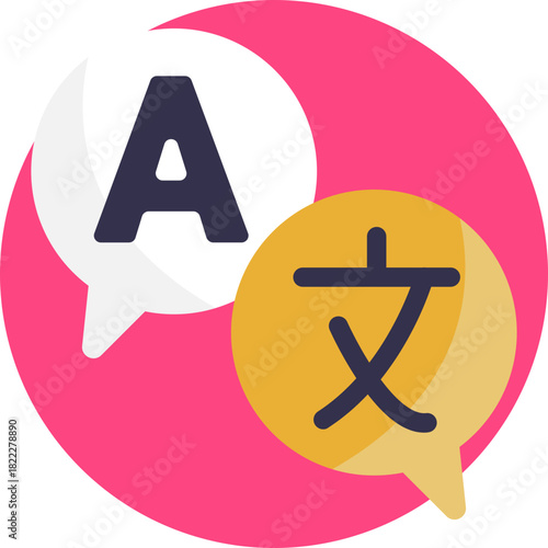 Graphic indicating multilingual communication in discussions.