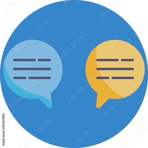 A rounded speech bubble symbol representing dialogue or conversation.