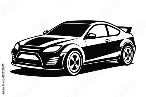 Monochrome sports car stands out with its sleek contours and dynamic design