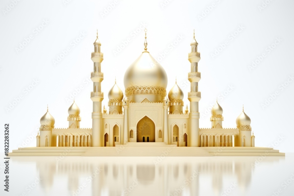 Obraz premium Simple mosque architecture building gold.