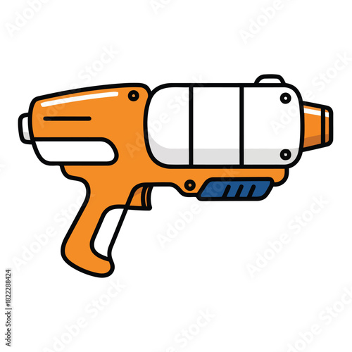 Orange and white toy blaster gun, futuristic weapon