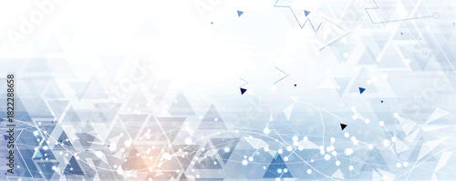 Abstract technology and science hexagon background, DNA strands, connected neural web