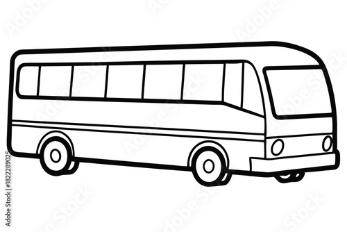 Simple bus line art presents a vehicle with several windows in plain view