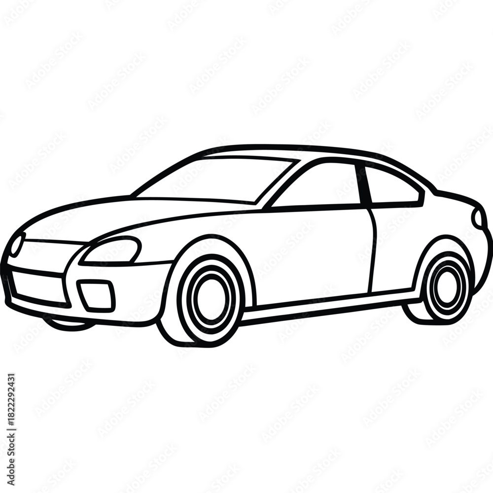 Obraz premium Streamlined coupe presents a bold black outline, suggesting movement and automotive elegance