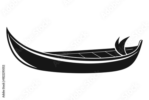 The black gondola boat silhouette represents Venetian culture, history, and a romantic water journey