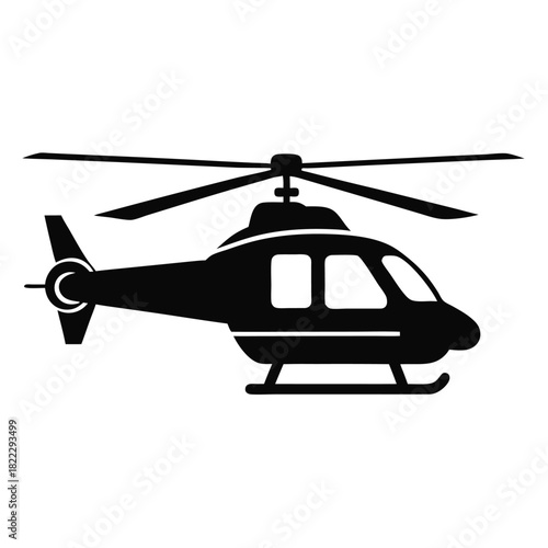 The single engine helicopter flies ready to transport people with its skids landing gear