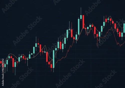 Candlestick chart displaying stock market fluctuations and trends in a dark environment