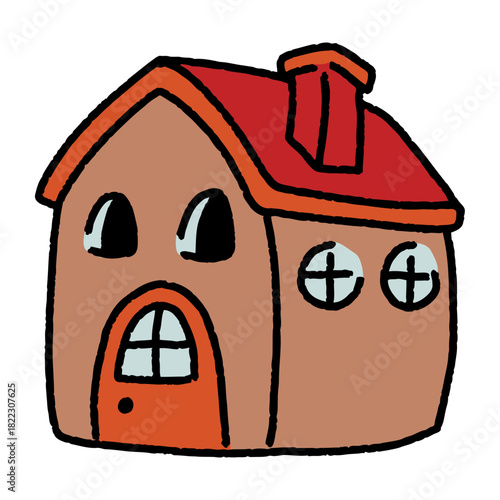 Charming cartoon house with a cozy feel, perfect for storybooks, children's illustrations, and whimsical designs, adding a touch of sweetness to any project