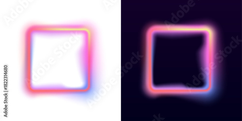 A square swirl of light bends into glowing corners. Its shimmering path forms a clean geometric outline. The artwork feels bright, sleek, and futuristic.