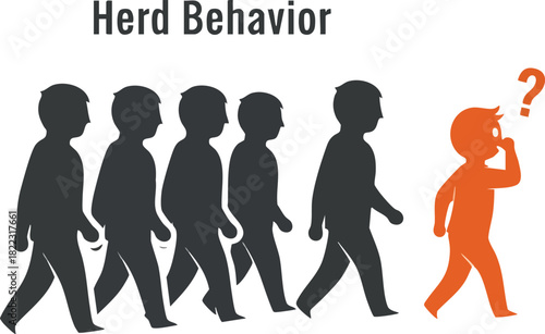Herd behavior illustration showing conformity concept