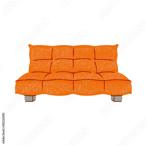 Inviting orange sofa illustration adds warmth and character to any space, perfect for interior design projects and home decor themes, cozy living style