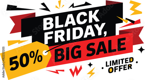 Black Friday big sale vector illustration limited offer banner with discount promotional marketing design for retail