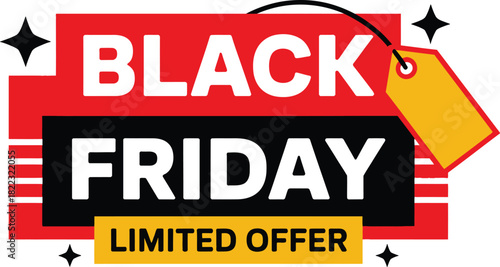 Black Friday sale vector illustration limited offer promotional design isolated on white background