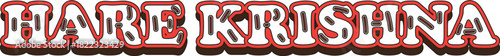Hare Krishna Text with Red and White Outline lettering