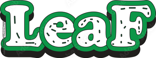 Leaf Text Art Green and White lettering typography