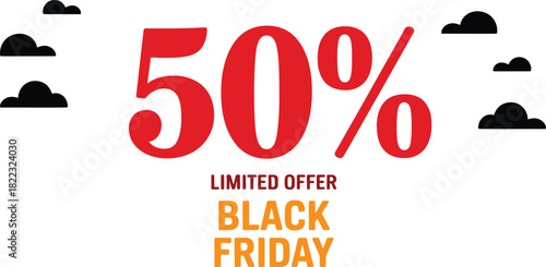 Black Friday sale promotion fifty percent discount offer vector illustration for advertising and marketing campaigns
