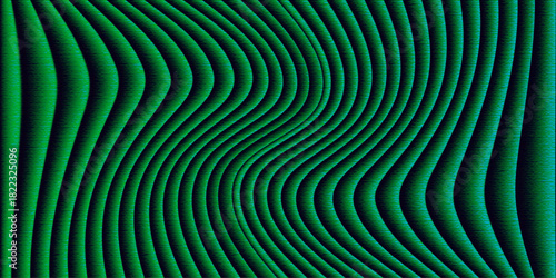 Abstract green and blue background design featuring wave lines and spiral motion in a 3D vector illustration