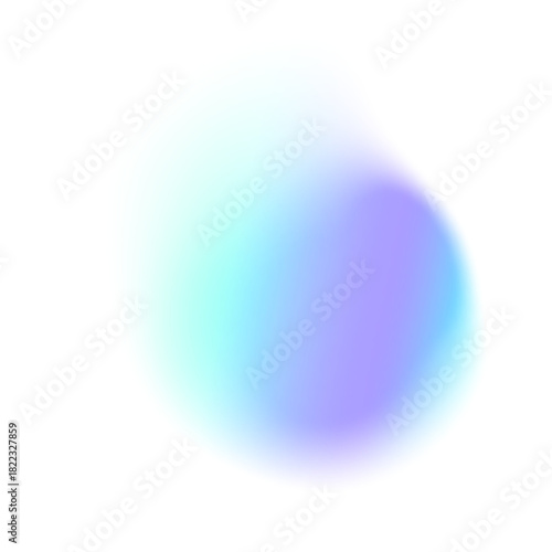 Blue purple circle gradient noise gradation. Abstract color watercolor blur mesh shape on white background. Gradient aura, grain neon blob with noise effect vector illustration.