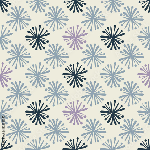 Seamless pattern filled with Christmas elements. Joyfulness and playful festive vibes.