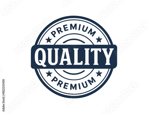 Vintage premium quality seal with stars and circular design