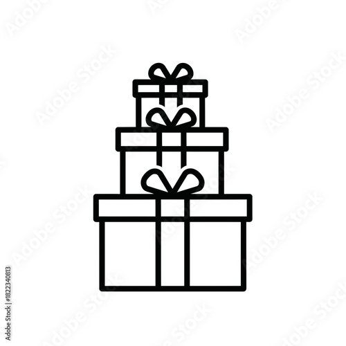 Stacked gift boxes icon with bows for celebrations