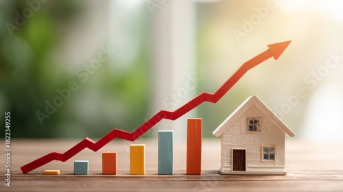 House on a graph: Showing property values going up.