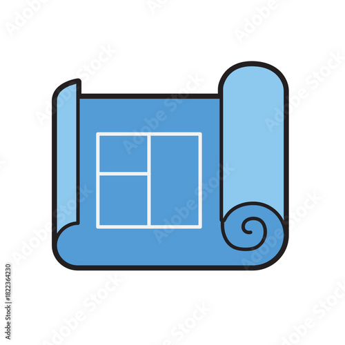 Blueprint design with white outline walls in technical drawing, versatile for architecture, engineering, blueprint concepts for presentations, marketing materials