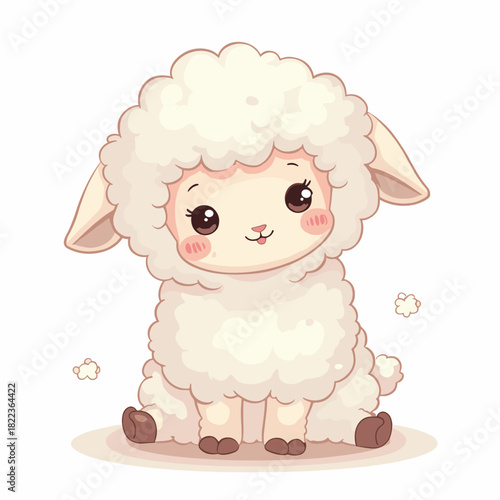 Cute Cartoon Lamb Adorable Baby Sheep Vector Illustration