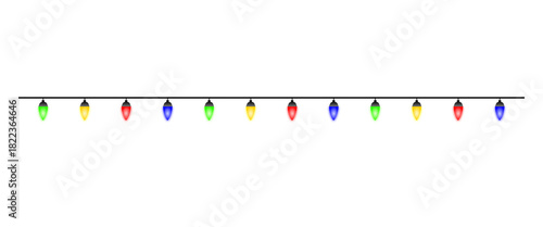 Colorful bulbs garland with transparent background for new year, events, festivals, weddings and celebation