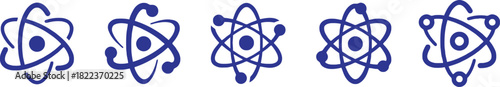 stylized, icon, multiple, motion., variation, energy, nucleus, keywords:, structure, background., research, circle, representing, atomic, atom, illustration, symbols, group, with, white, cluster, elec