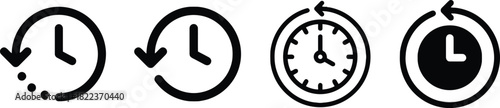 clock, time, arrow, circular arrow, history, past, future, rewind, fast forward, refresh, repeat, icon, symbol, graphic, illustration, design, element, interface, clock face, hands, watch, timer, dura