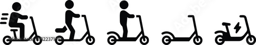 scooter, icons, illustration, electric, design, vector, (68), objects, icon, mobility, graphic, urban, bike, description:, silhouette, category:, transport, fifth, simple, five, scooter., sitting, e-s