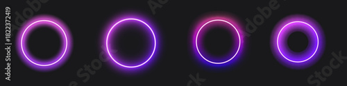 Futuristic neon halo circles featuring an eclipse effect, ideal for contemporary design projects.