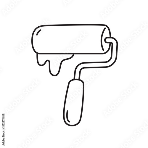Paint roller line art illustration