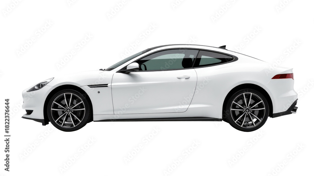 Fototapeta premium A white sports car on a clean and simple white background