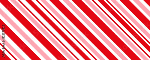 Candy cane Christmas background, peppermint diagonal stripes print seamless pattern