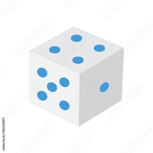 White and blue dice, ideal for gaming, gambling, and game development projects needing a stylish prop element
