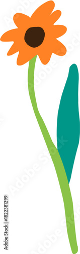 cute hand drawn cartoon flower for spring decoration