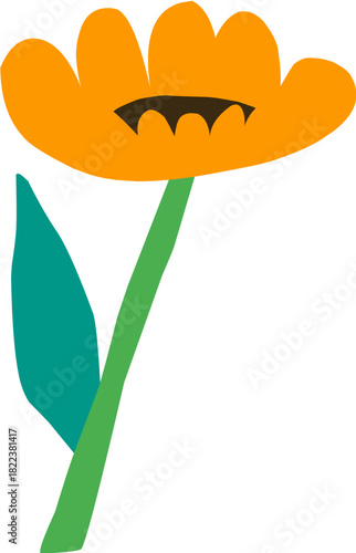 cute hand drawn cartoon flower for spring decoration