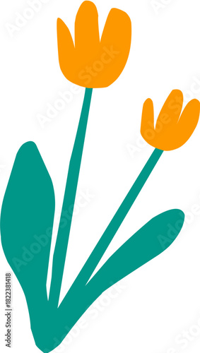 cute hand drawn cartoon flower for spring decoration