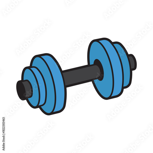 Blue dumbbell, perfect for fitness websites, gym promotions, workout blogs, personal training advertisements, and exercise equipment design