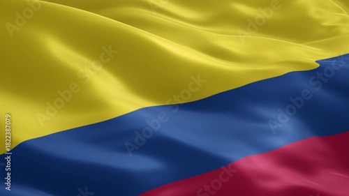 Colombian flag waving gracefully in the wind, a vibrant symbol of patriotism and national pride for use in news, documentaries, and travel promotions
