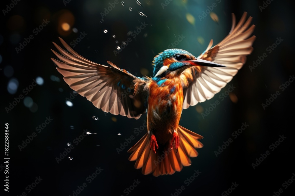 Fototapeta premium Kingfisher flying animal bird beak.