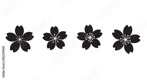 Cherry Blossom Silhouette Collection: Floral Vector Designs for Spring, Asian Art, and Nature Illustrations