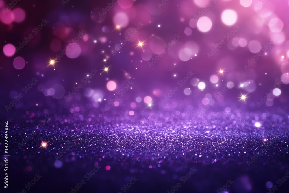 Fototapeta premium Purple background with bokeh lights glitter abstract backdrop.