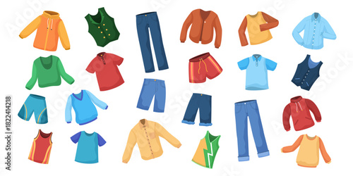 Men Casual Clothes Illustration Set