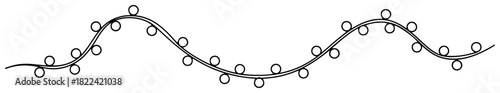 Christmas lights string continuous one line drawing minimalist festive garland vector illustration