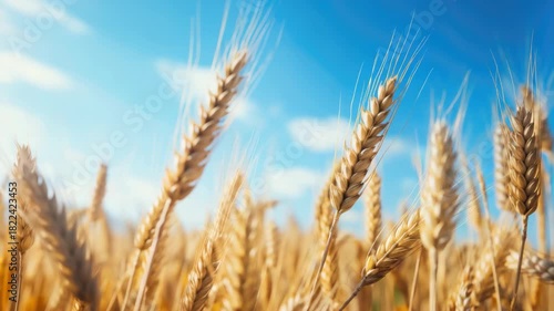 Wallpaper Mural Bright yellow wheat waving gently under clear blue sky Torontodigital.ca